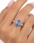5.08 ct. Blue Lab Diamond Side Stone Ring