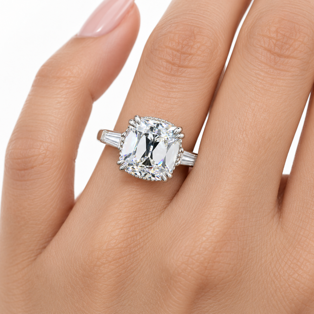 3.31 ct. Old Mine Cusion Lab Diamond Ring