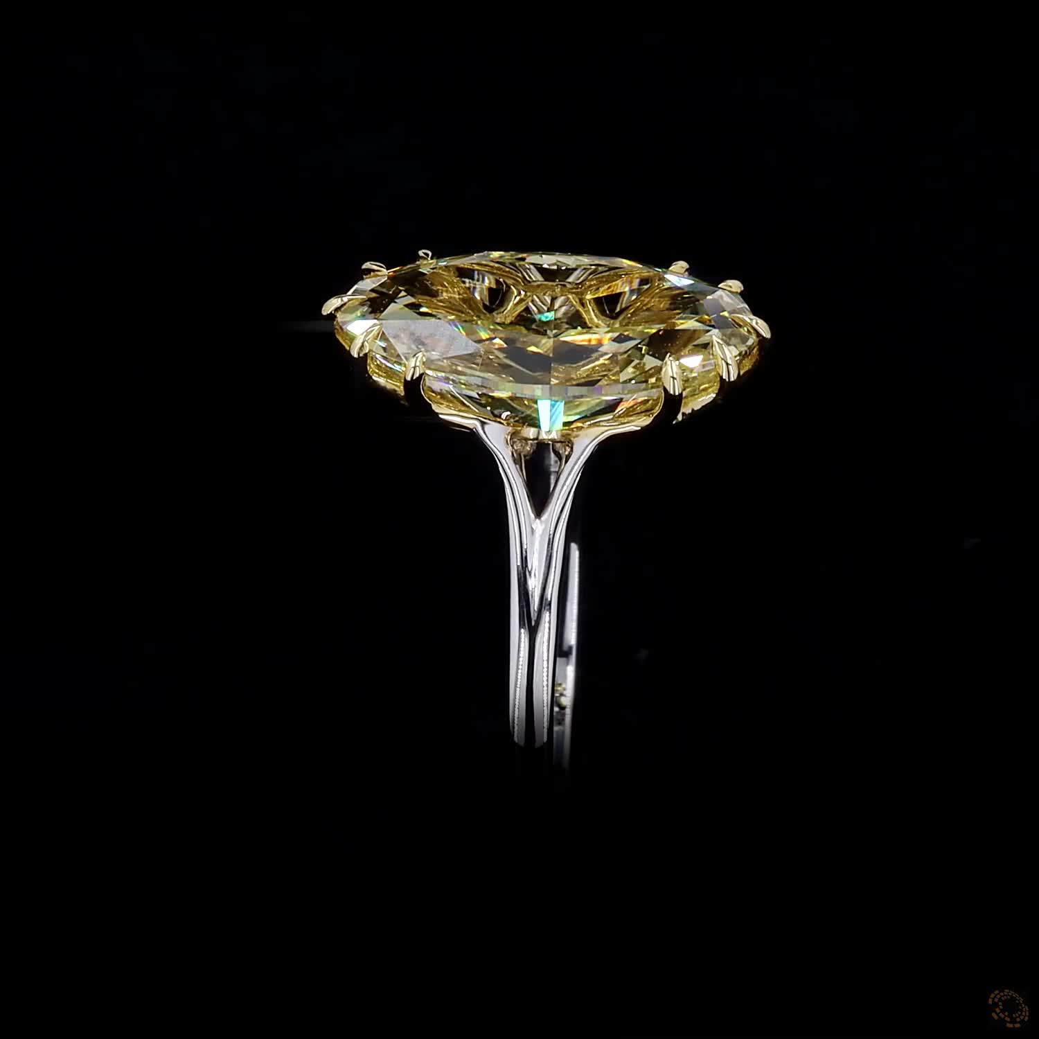 4.03 ct. Yellow Oval Lab Diamond Solitaire Ring