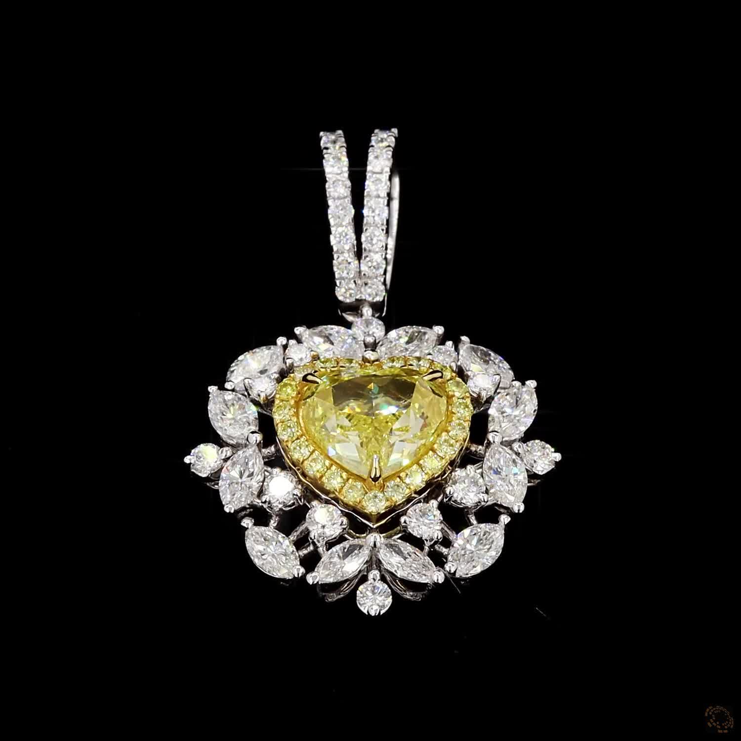 1.00 ct. Yellow Heart Lab Diamond Halo Pendant