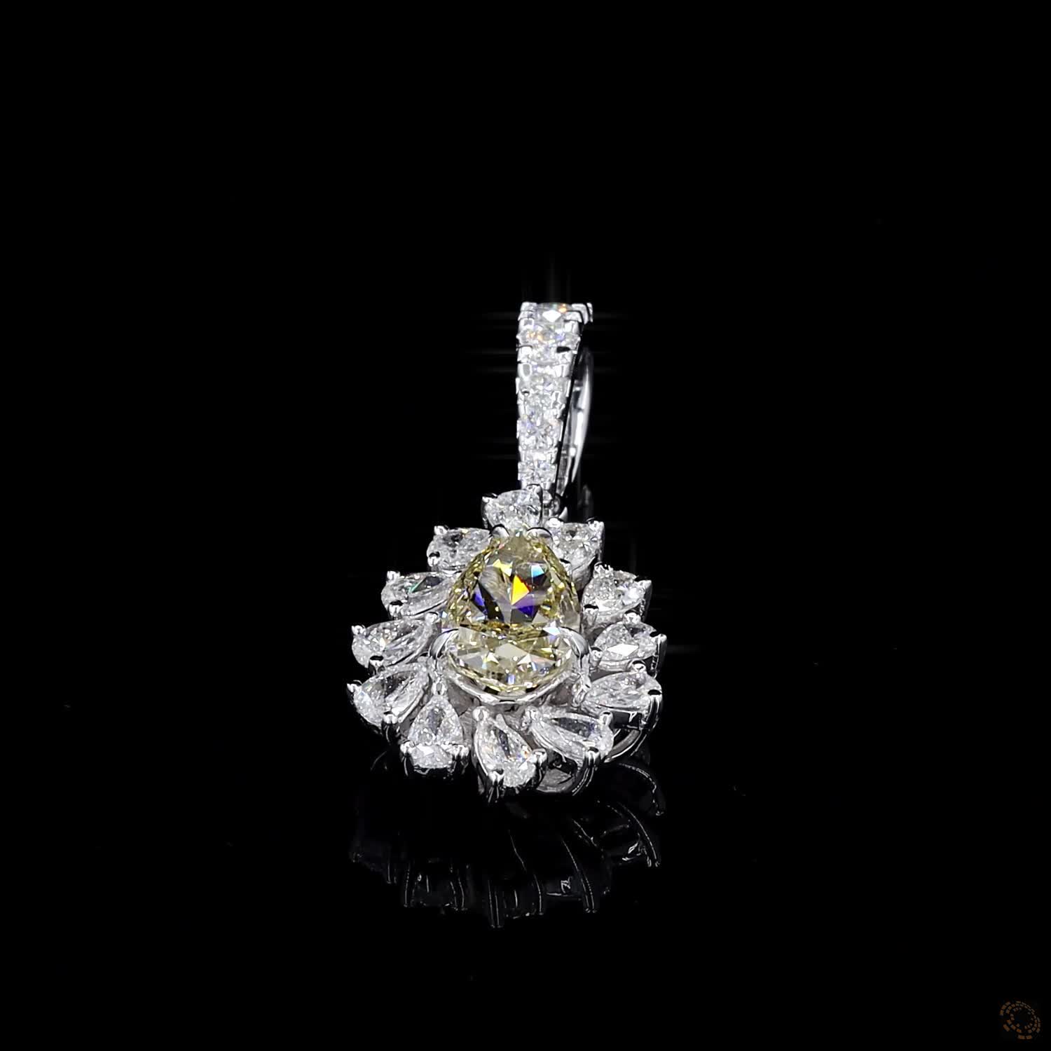 0.75 ct. Yellow Pear Lab Diamond Halo Pendant