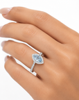 1.55 ct. Blue Lab Diamond Halo Ring