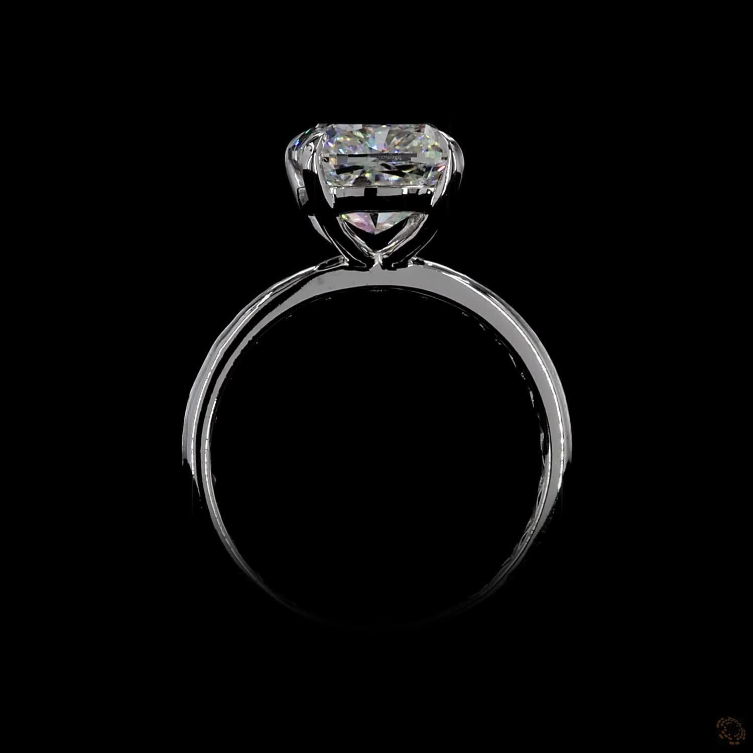 4.09 ct. White Cushion Lab Diamond Solitaire Ring