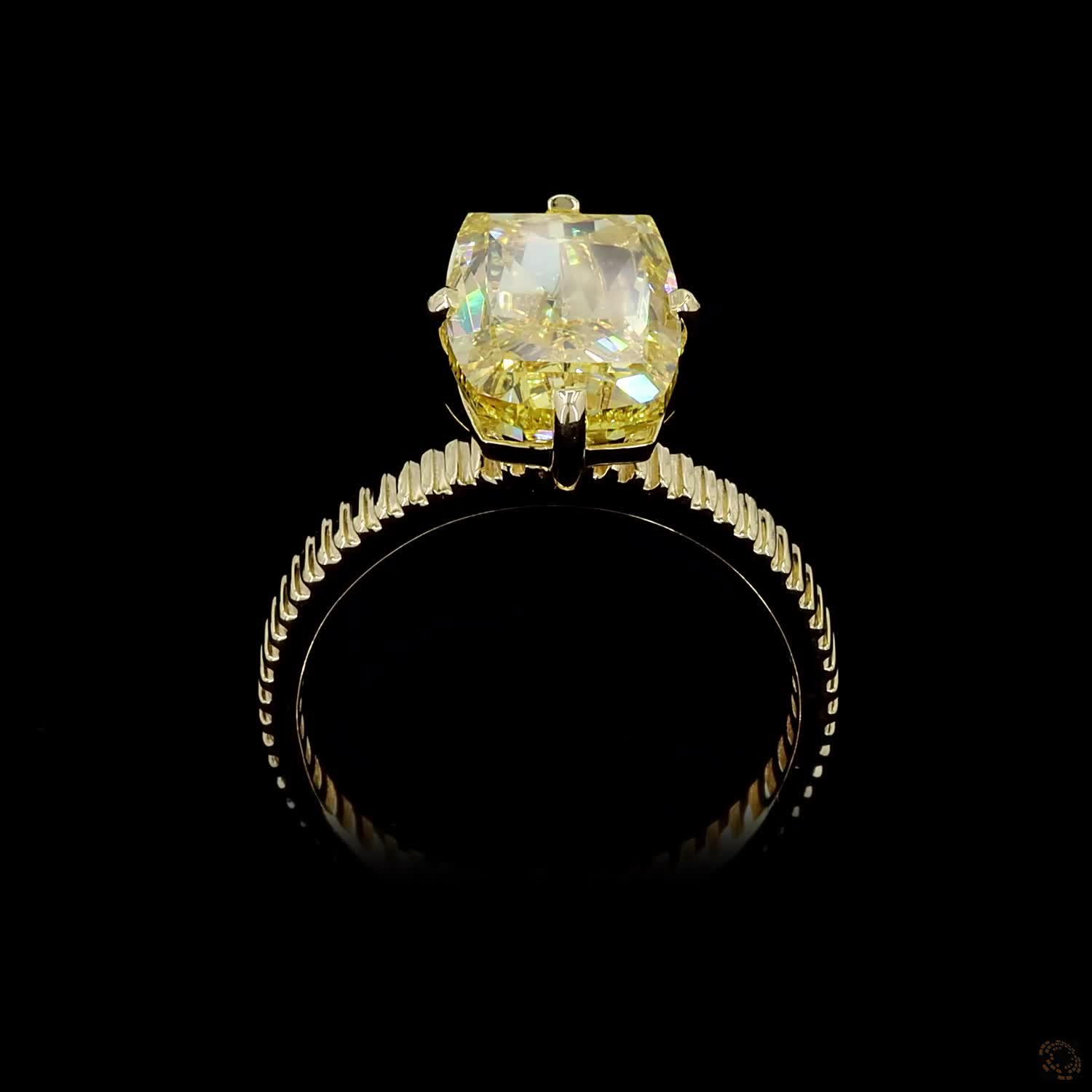 7.05 ct. Yellow Radiant Lab Diamond Solitaire Ring