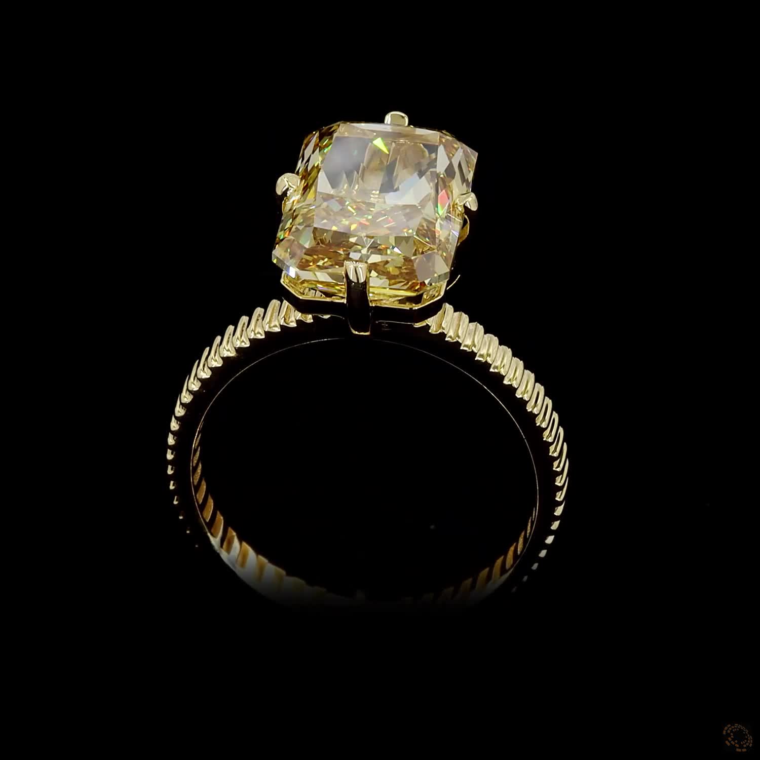 5.01 ct. Yellow Radiant Lab Diamond Solitaire Ring