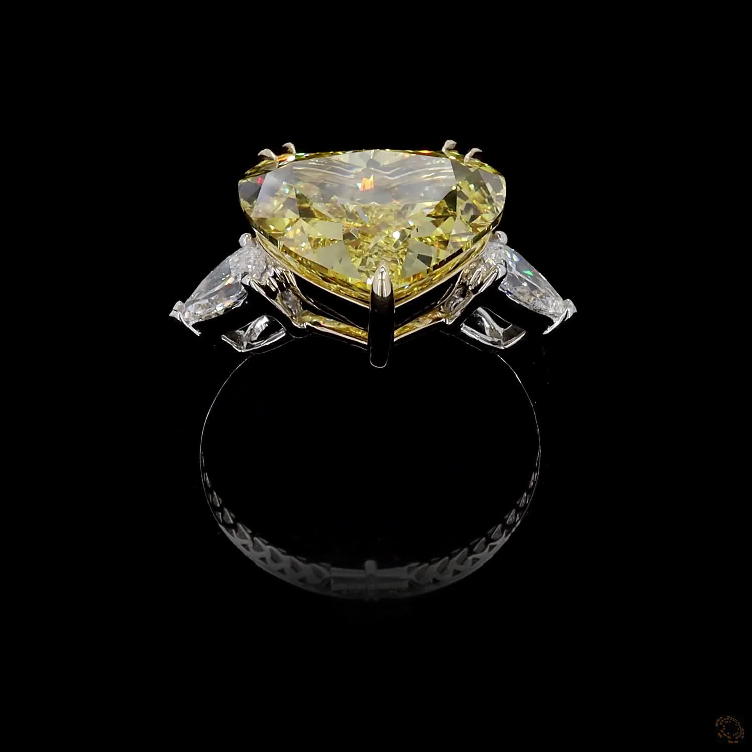 7.05 ct. Yellow Heart Lab Diamond Three-Stone Ring