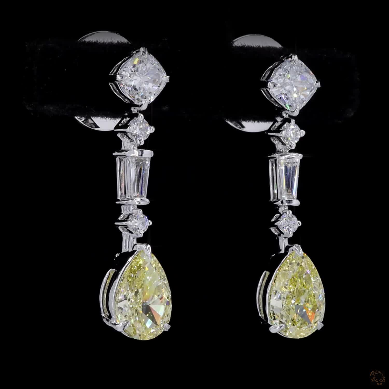 2.17 ct. Yellow Pear Lab Diamond Earrings
