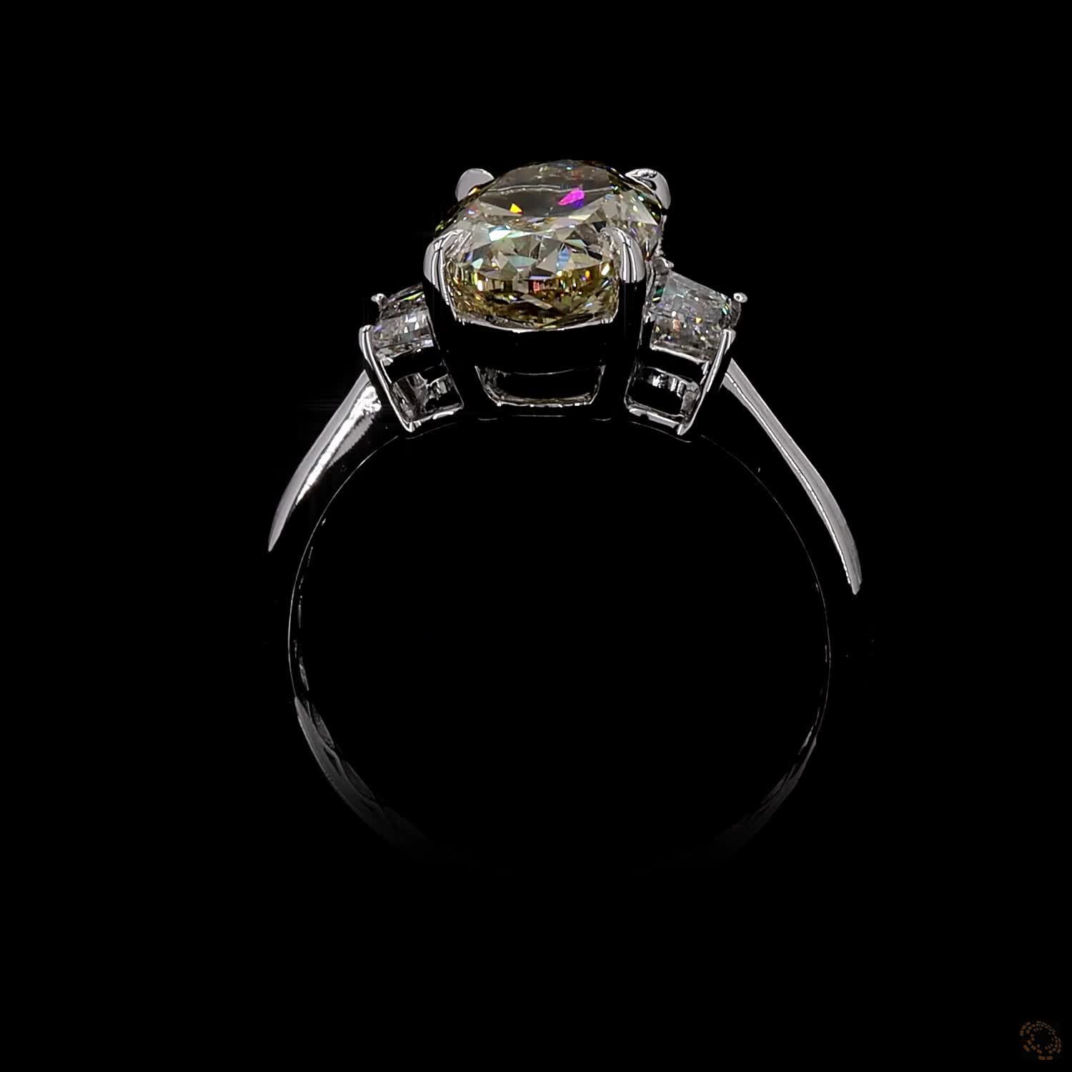 3.04 ct. Yellow Oval Lab Diamond Three-Stone Ring