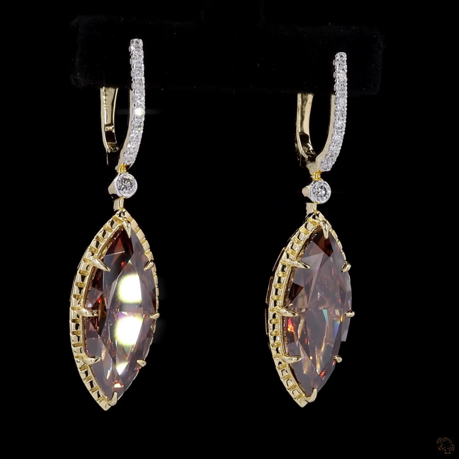 8.06 ct. Brown Marquise Lab Diamond Earrings