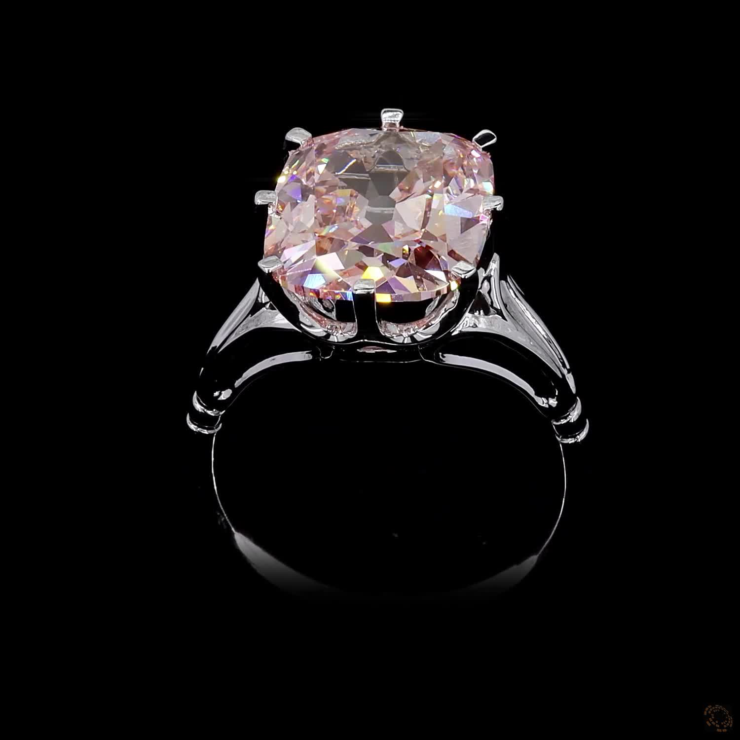 6.22 ct. Pink Cushion Lab Diamond Solitaire Ring