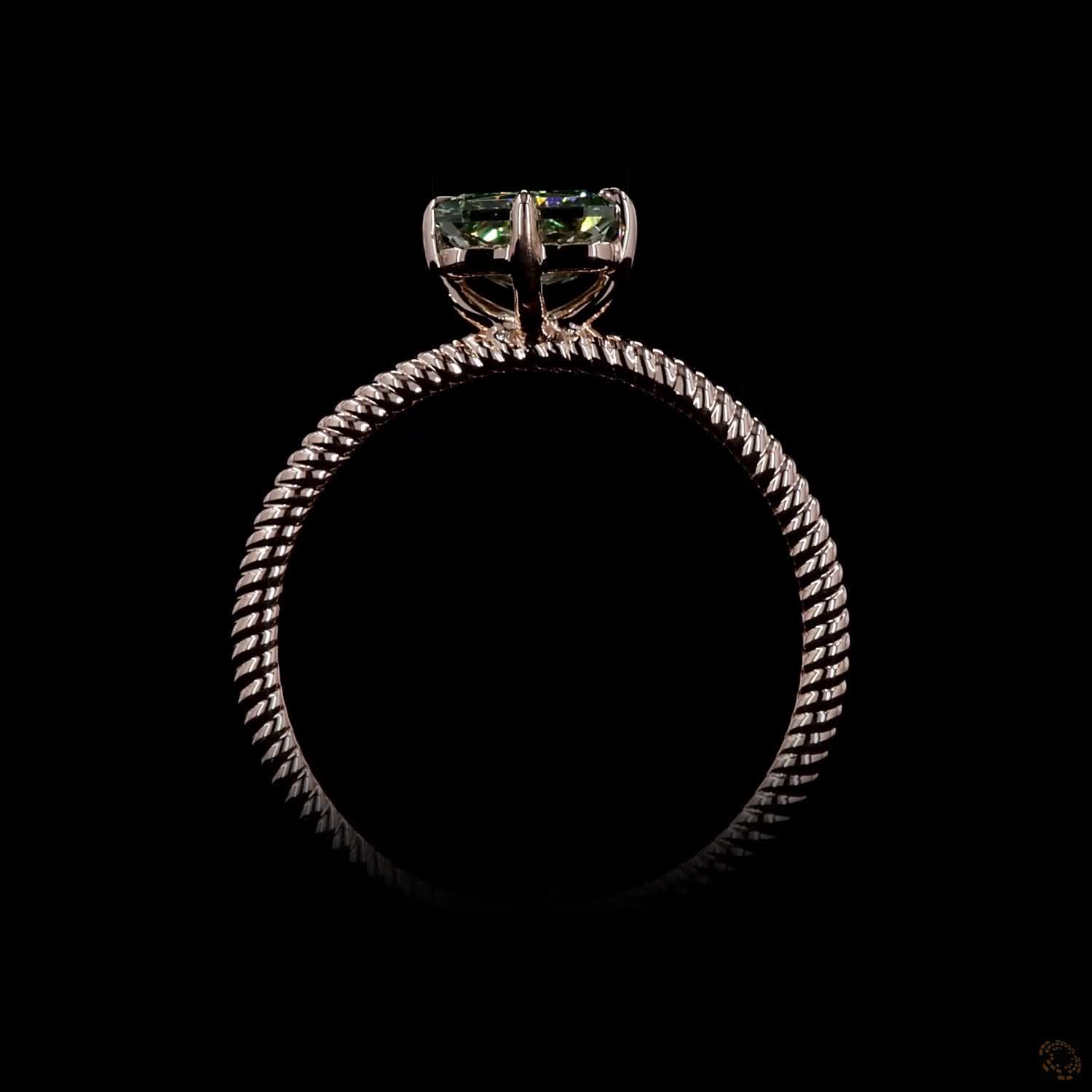 1.47 ct. Green Radiant Lab Diamond Solitaire Ring
