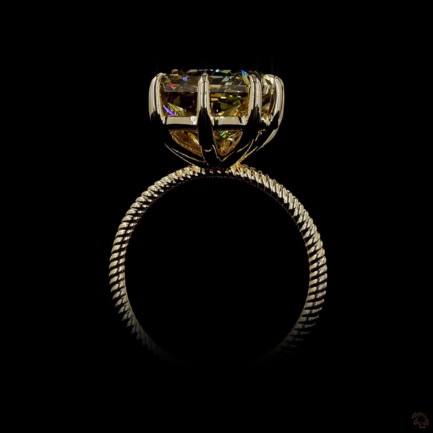 10.29 ct. Yellow Radiant Lab Diamond Solitaire Ring