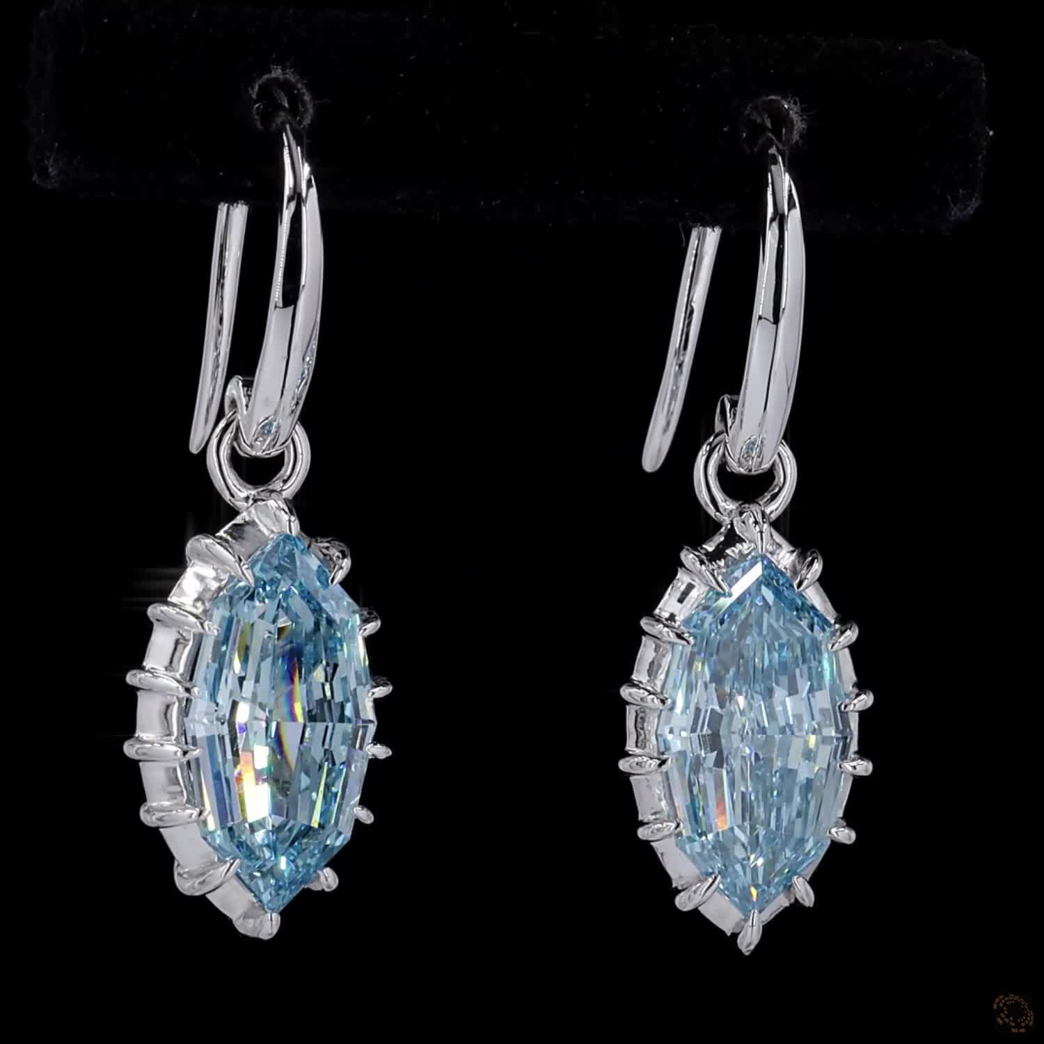 3.93 ct. Blue Marquise Lab Diamond Earrings