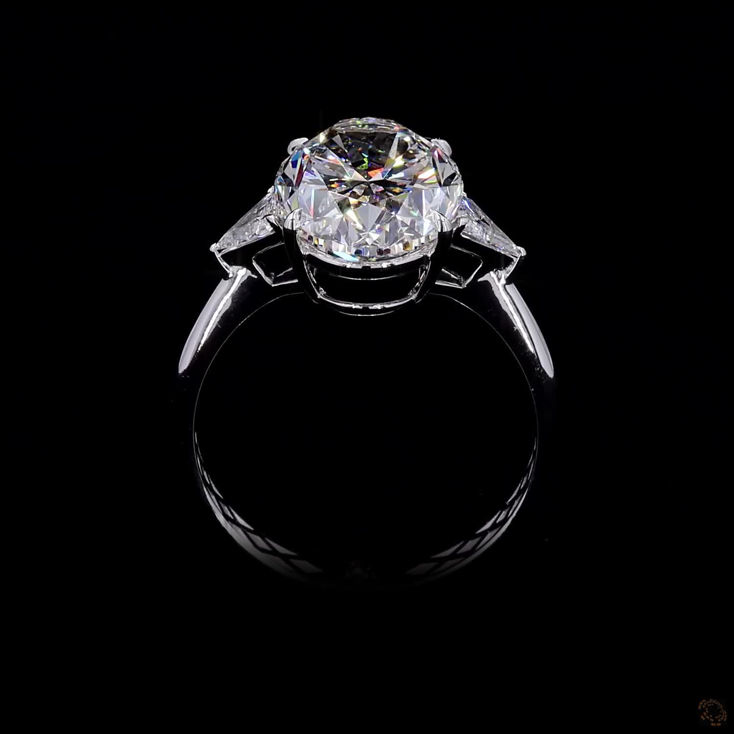 5.54 ct. White Oval Lab Diamond Three-Stone Ring