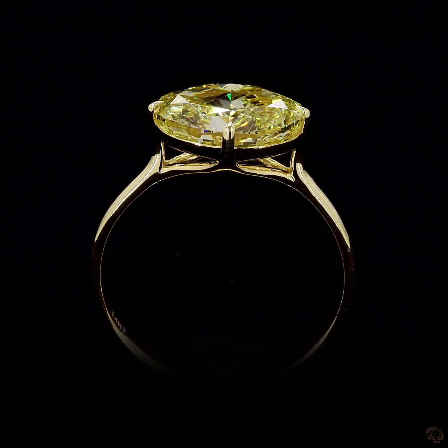 3.03 ct. Yellow Oval Lab Diamond Solitaire Ring