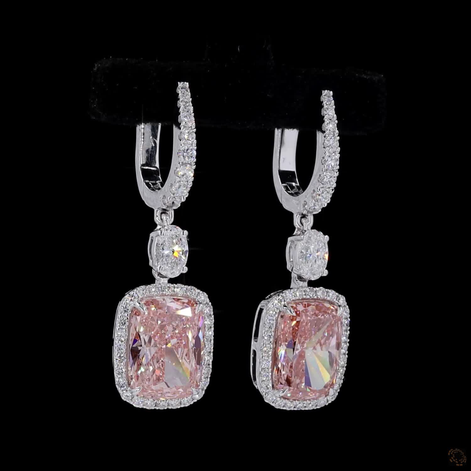 6.15 ct. Pink Radiant Lab Diamond Earrings
