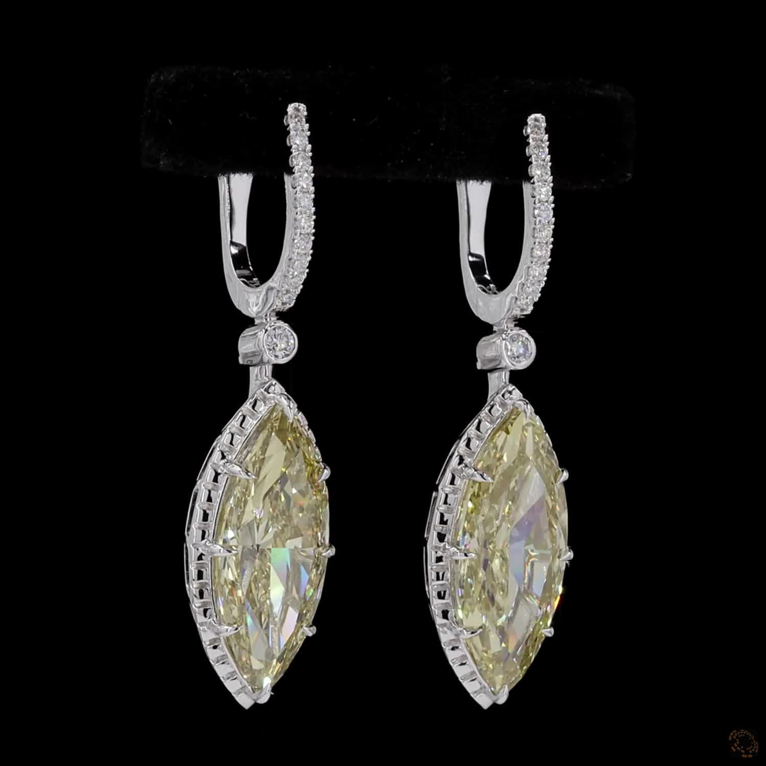 8.13 ct. Yellow Marquise Lab Diamond Earrings