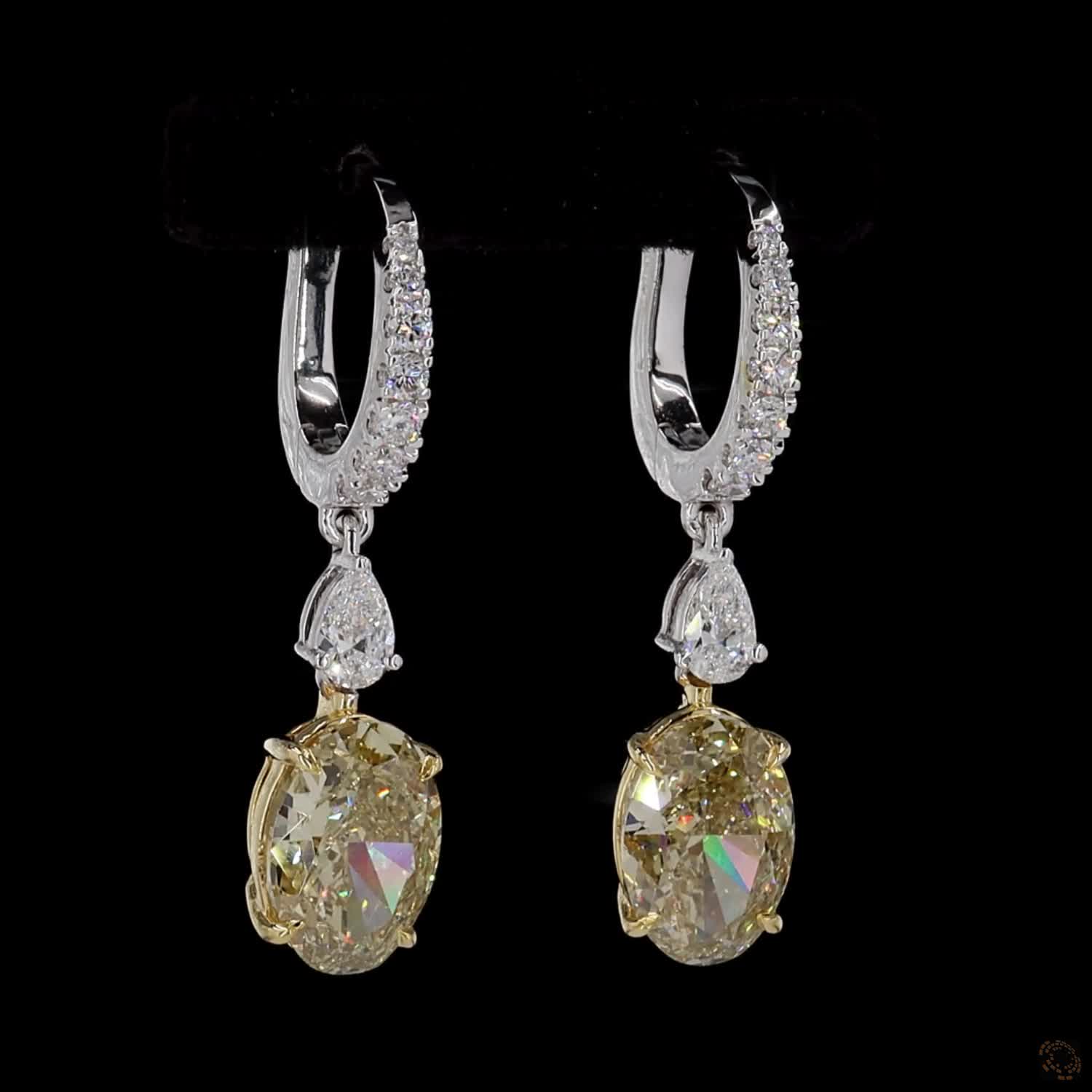 6.15 ct. Yellow Oval Lab Diamond Earrings