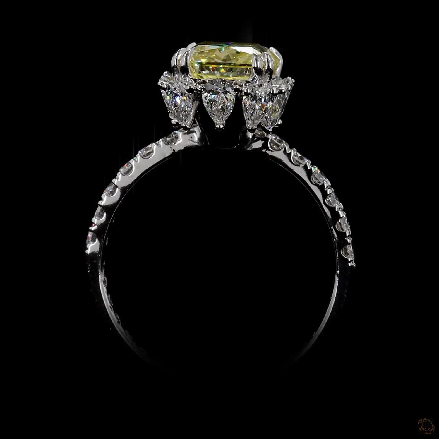 3.02 ct. Yellow Radiant Lab Diamond Halo Ring