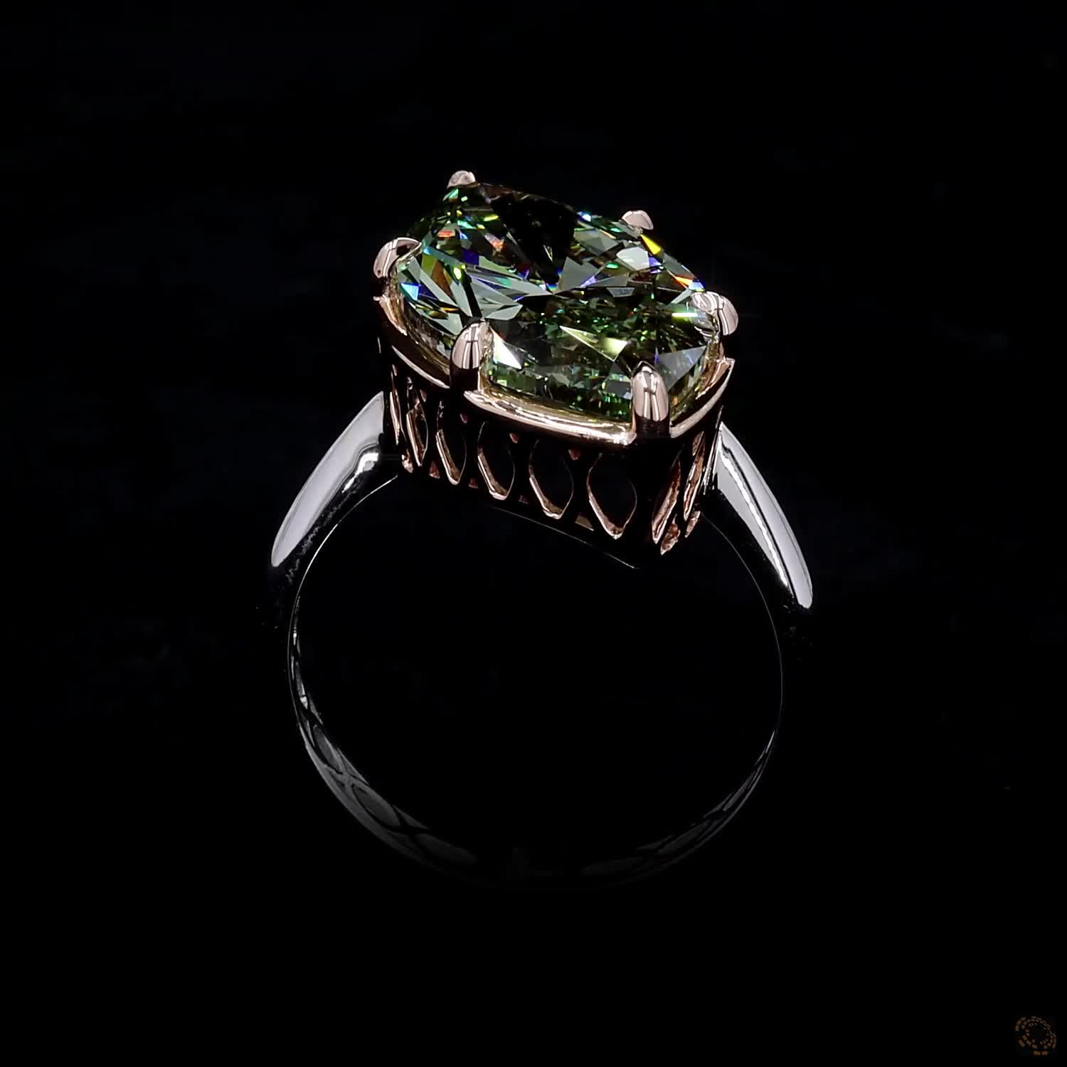8.00 ct. Green Marquise Lab Diamond Solitaire Ring