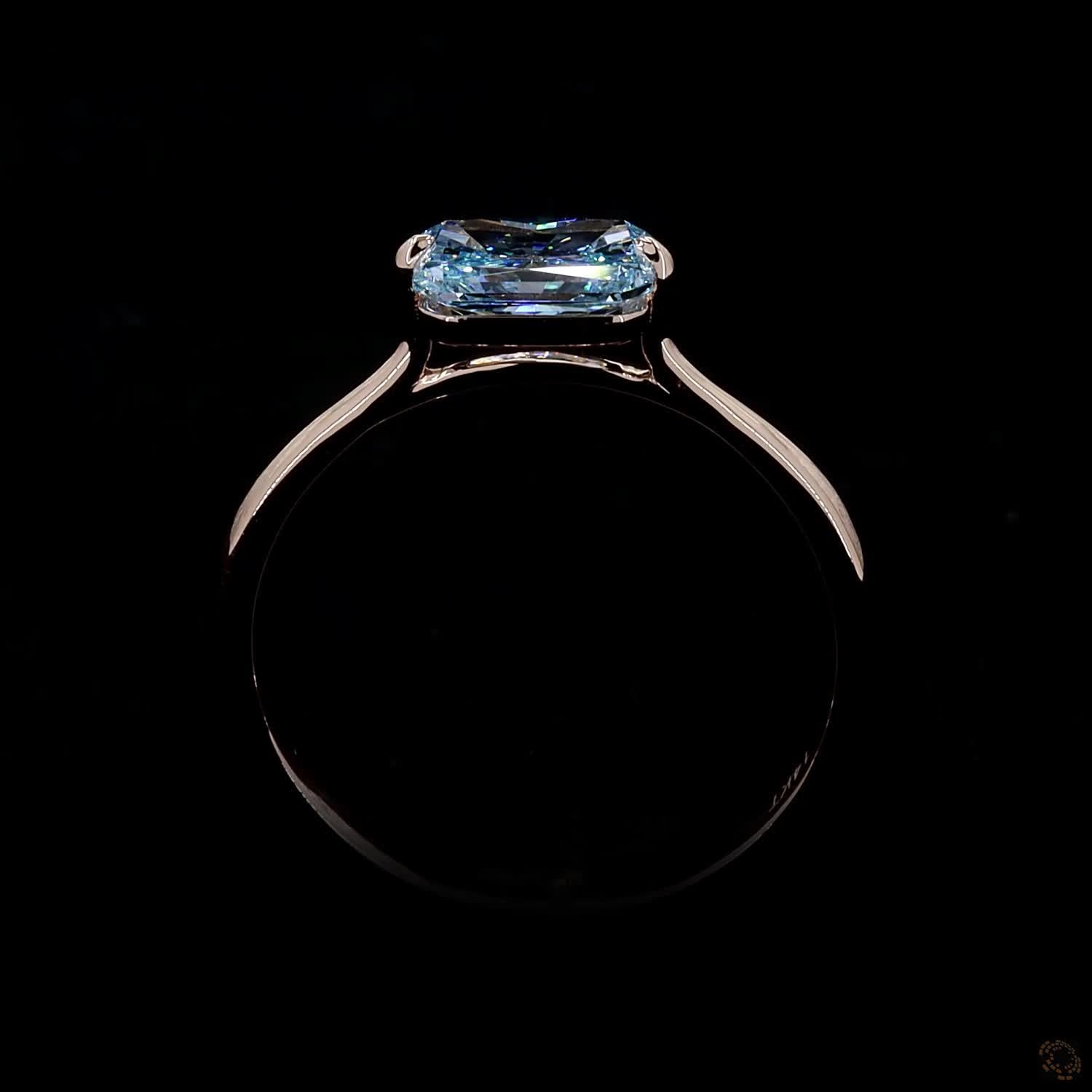 1.00 ct. Blue Radiant Lab Diamond Solitaire Ring