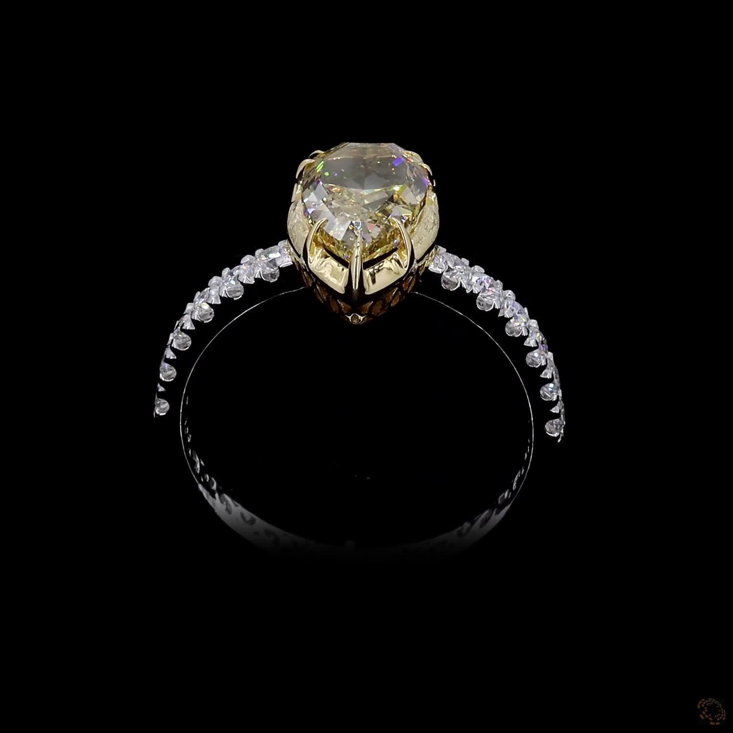 2.00 ct. Yellow Pear Lab Diamond Halo Ring
