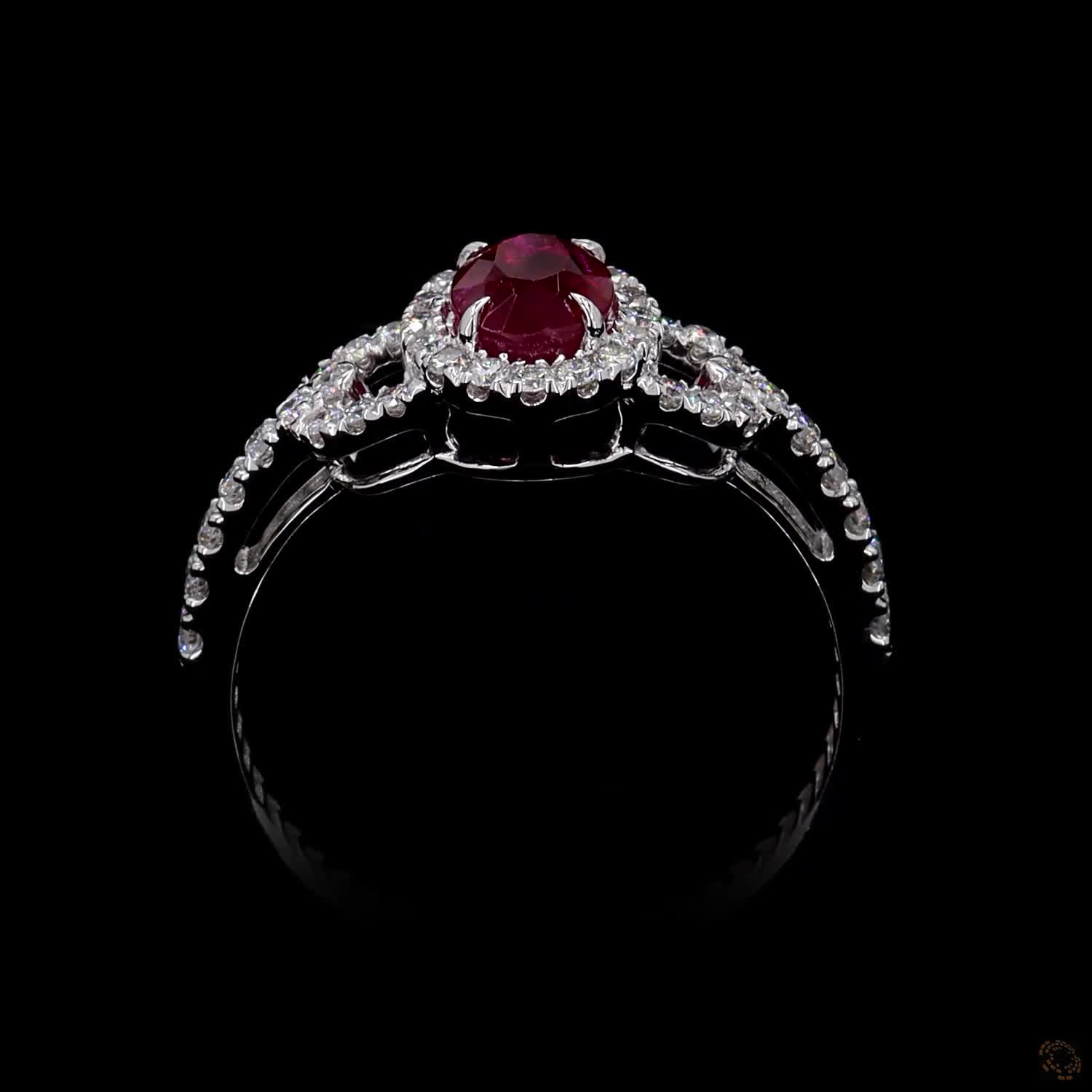1.01 ct. Red Oval Lab Diamond Halo Ring