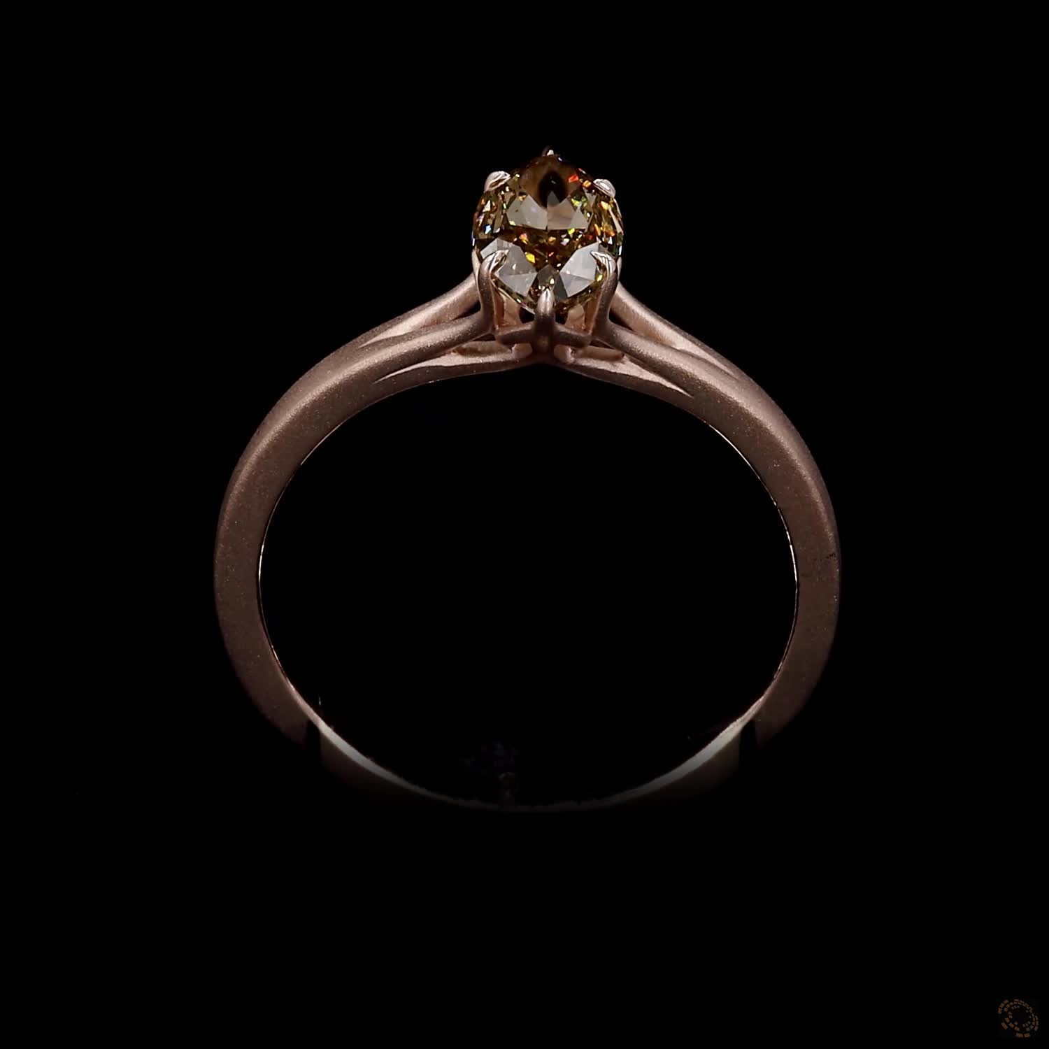 0.96 ct. Brown Marquise Lab Diamond Solitaire Ring