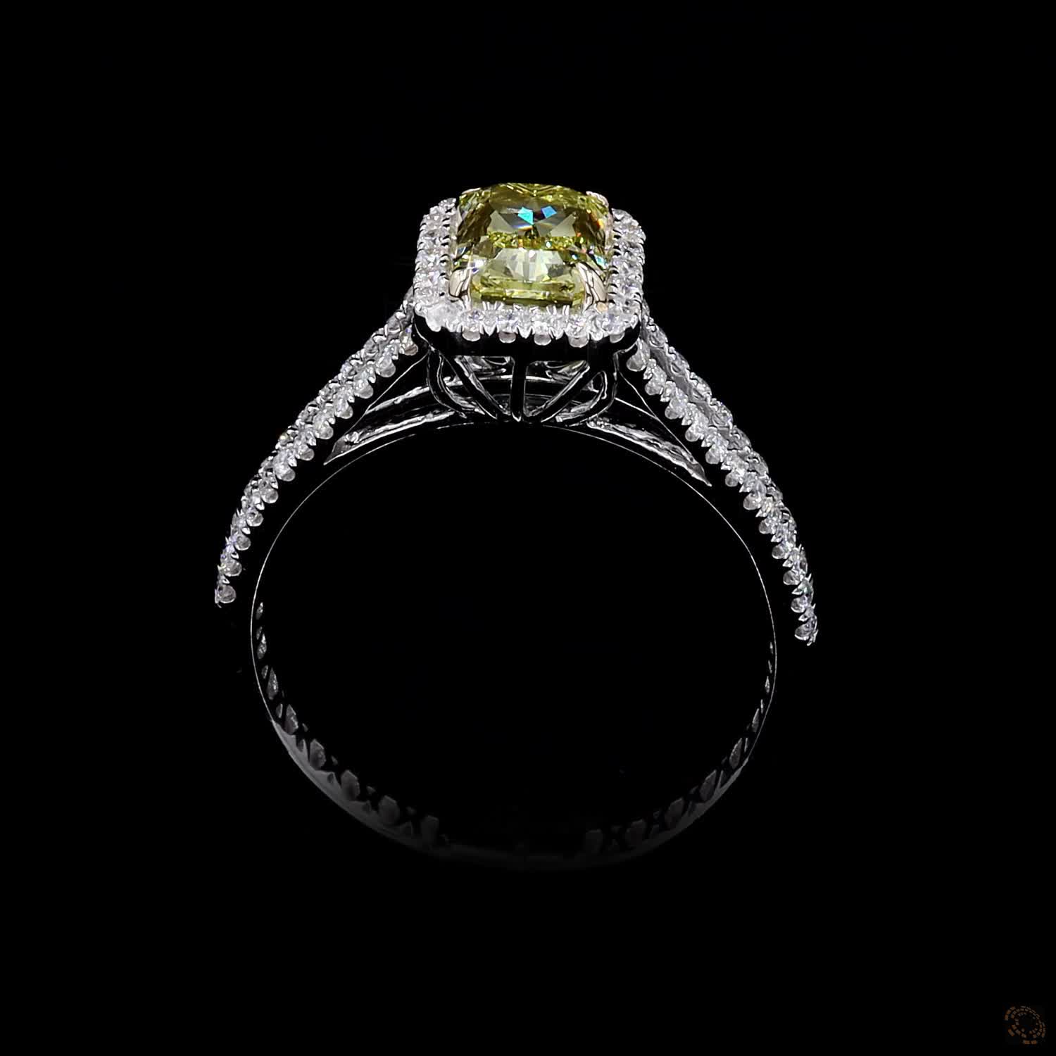 1.01 ct. Yellow Radiant Lab Diamond Halo Ring
