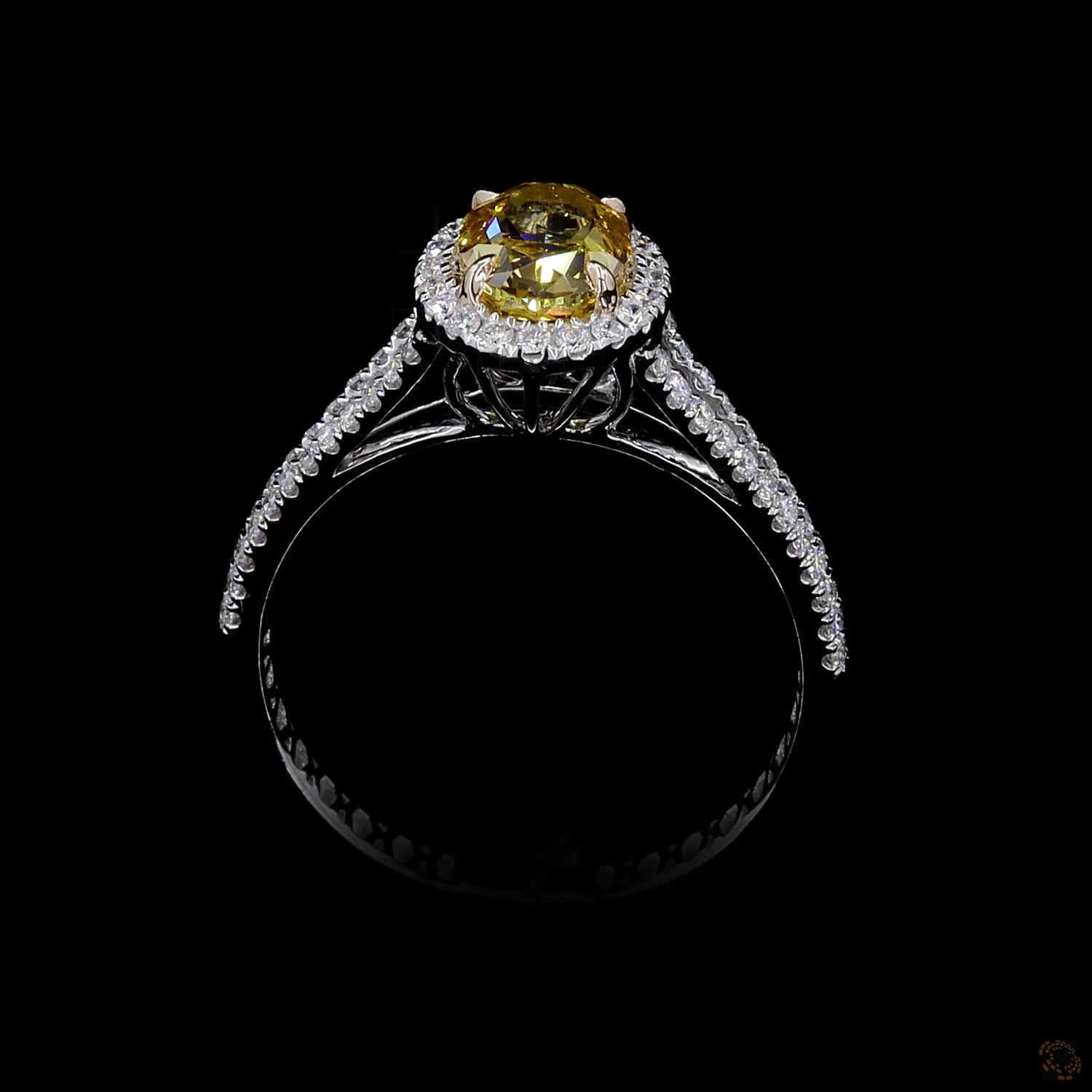 1.32 ct. Yellow Oval Lab Diamond Halo Ring