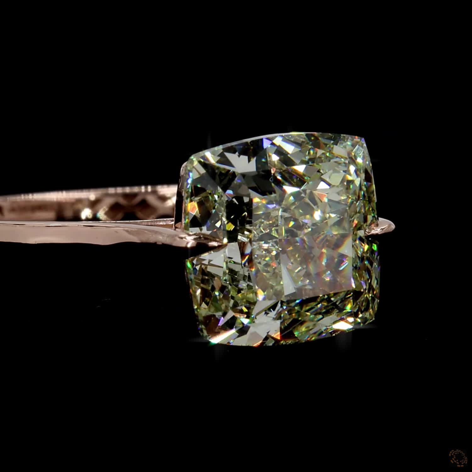 3.68 ct. Green Cushion Lab Diamond Solitaire Ring