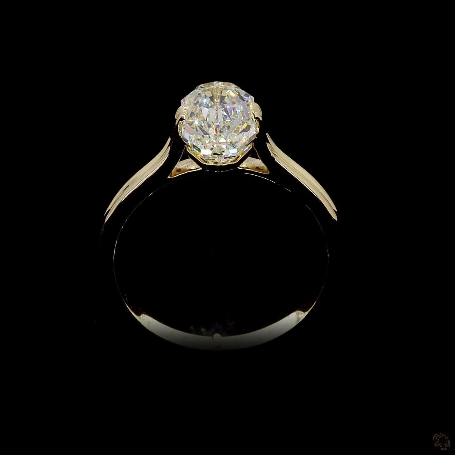 2.01 ct. Yellow European Cut Lab Diamond Solitaire Ring