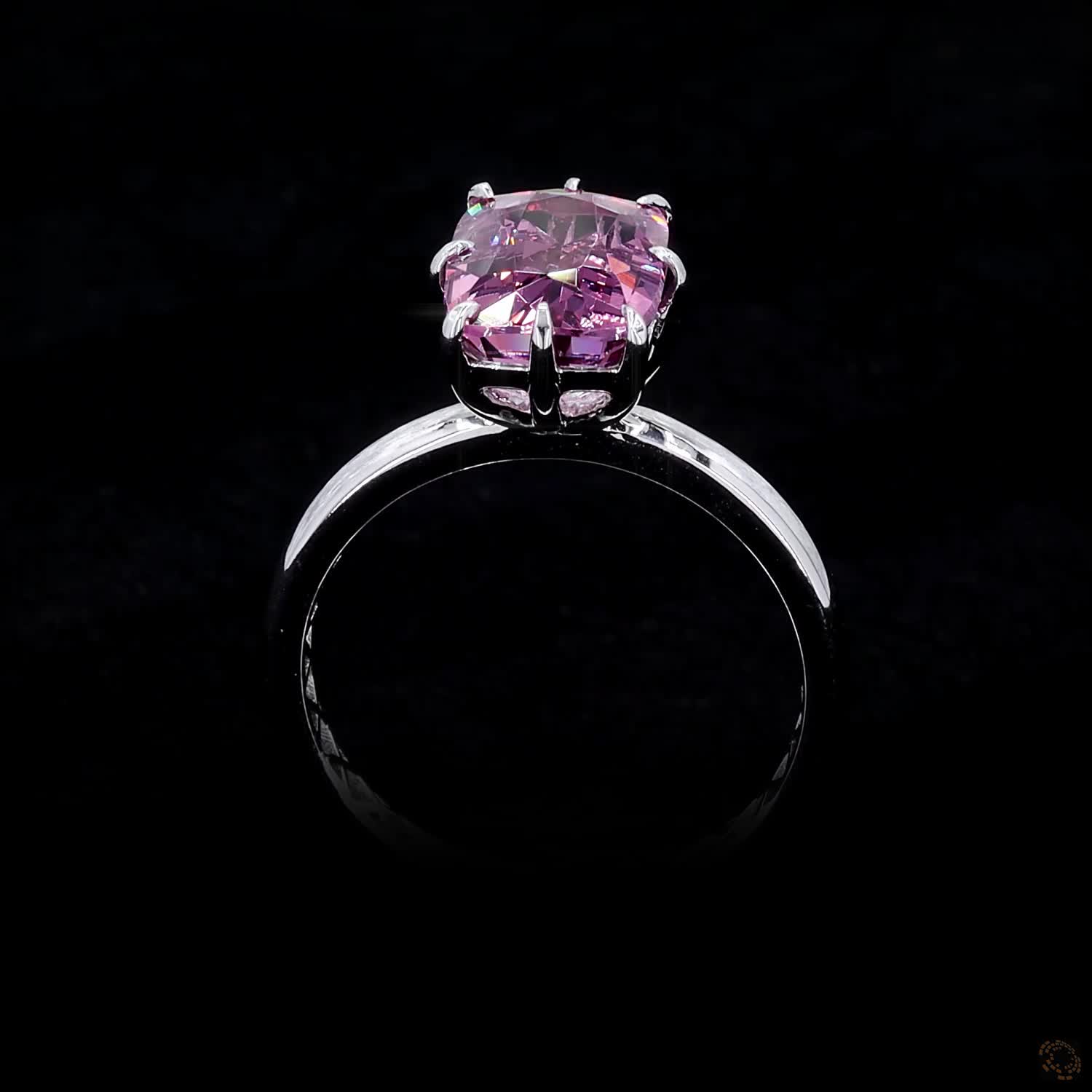 3.52 ct. Purple Cushion Lab Diamond Solitaire Ring