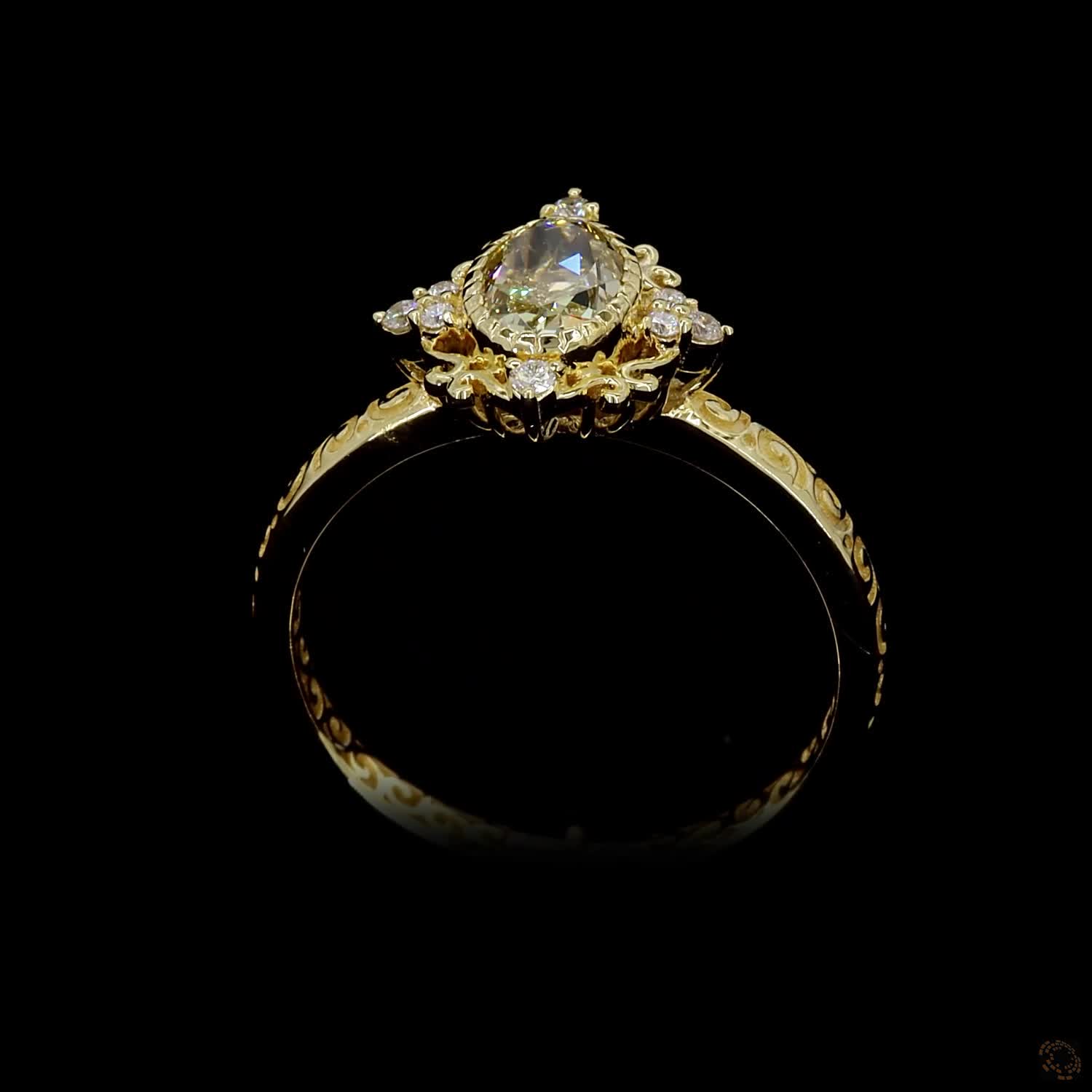 0.81 ct. Yellow Oval Lab Diamond Halo Ring