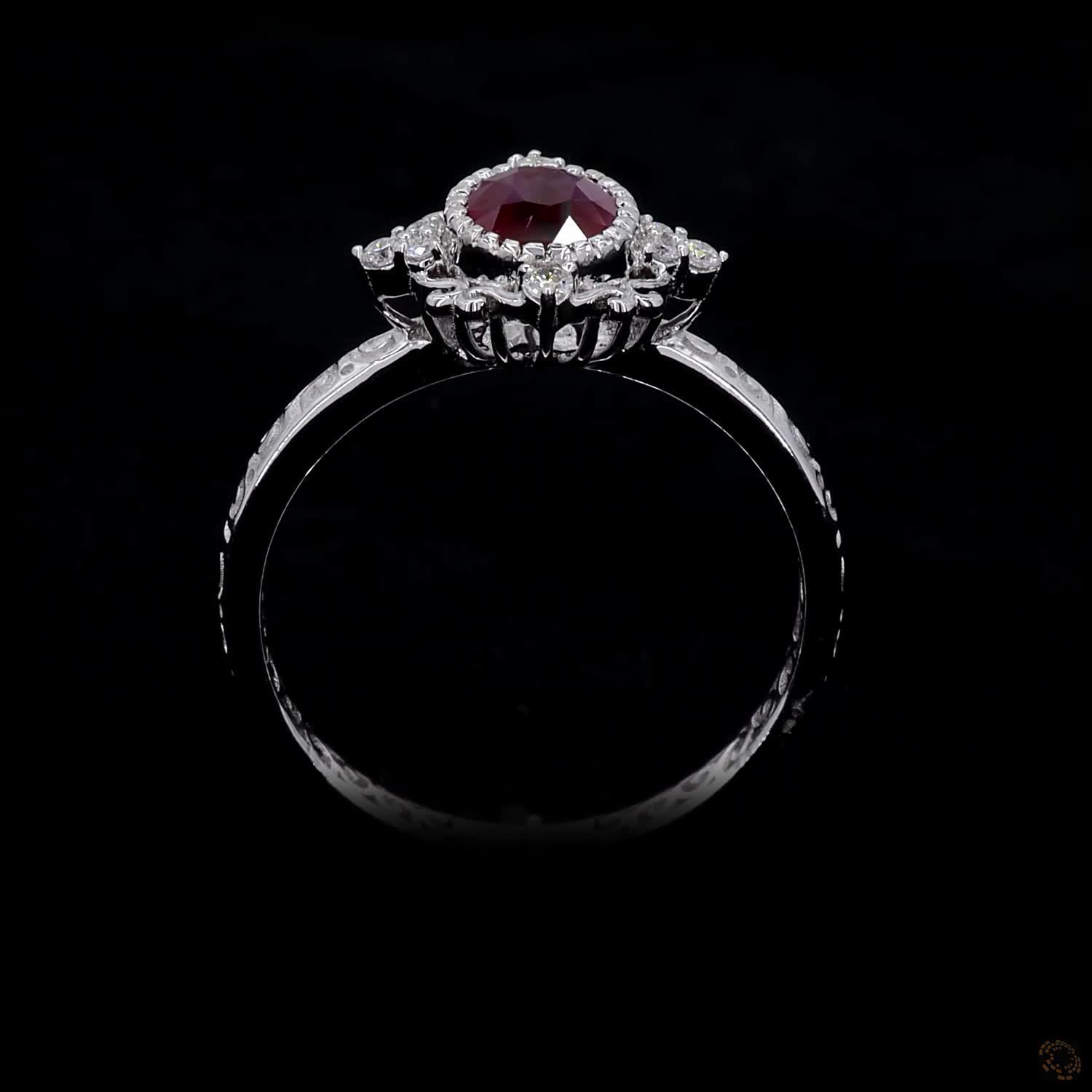 1.01 ct. Red Oval Lab Diamond Halo Ring