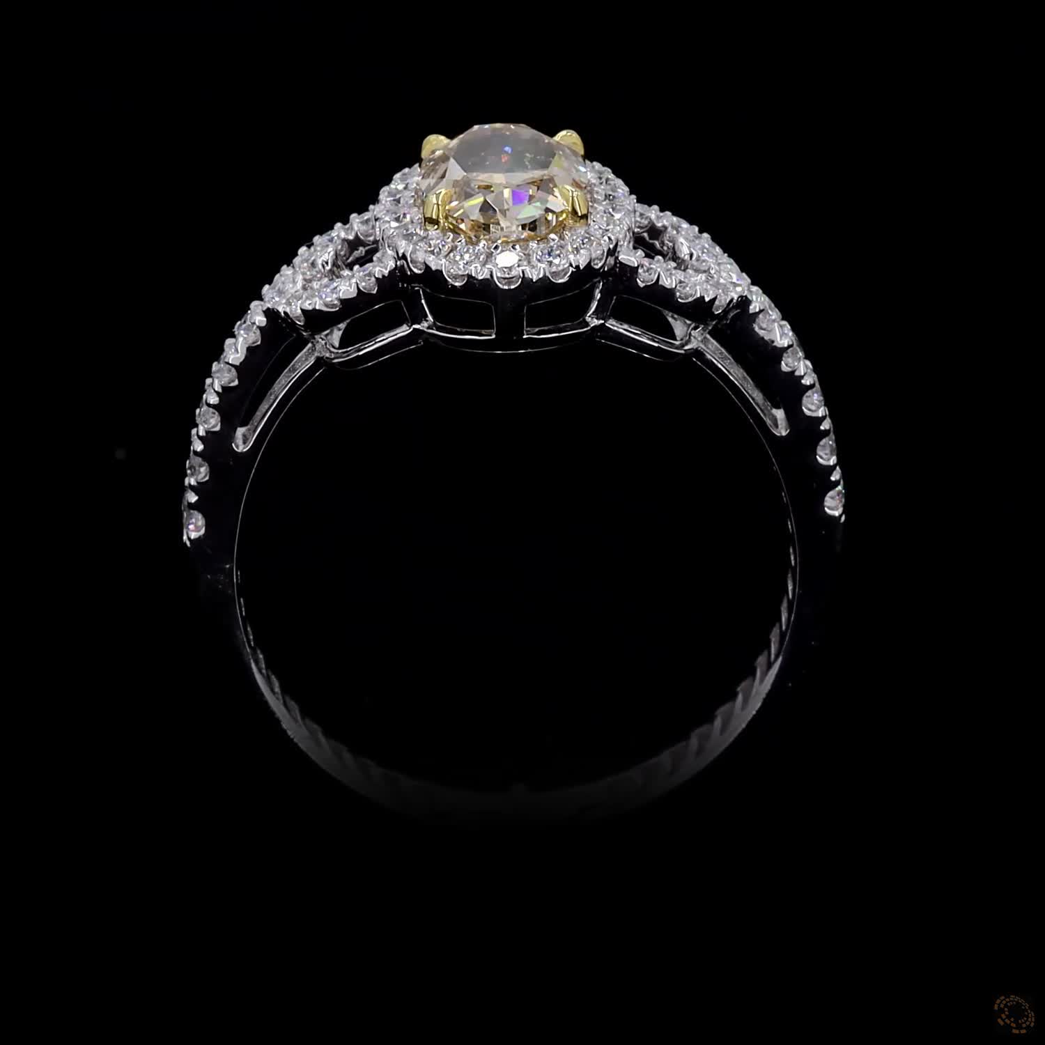 0.97 ct. Yellow Oval Lab Diamond Halo Ring