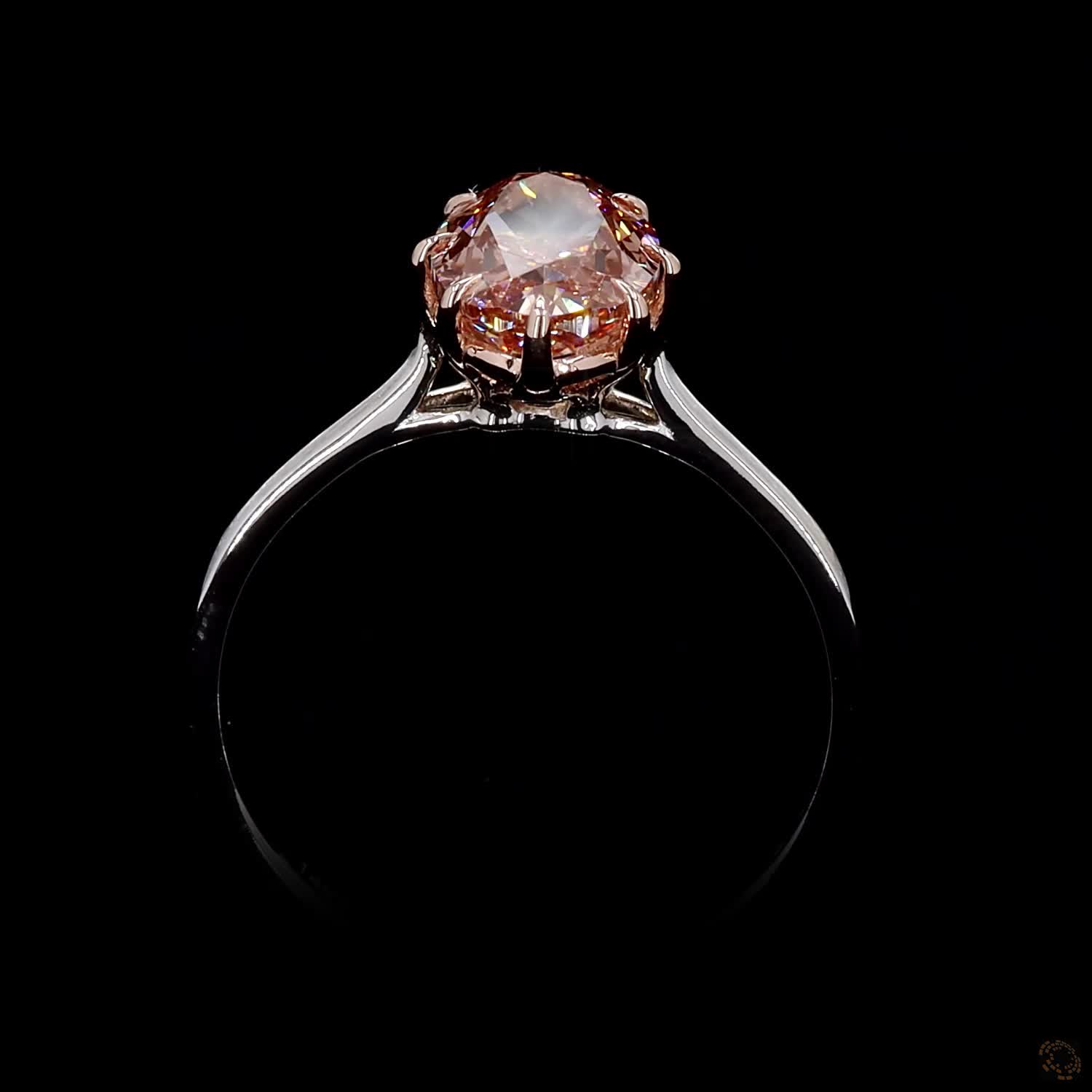 2.08 ct. Pink Oval Lab Diamond Solitaire Ring