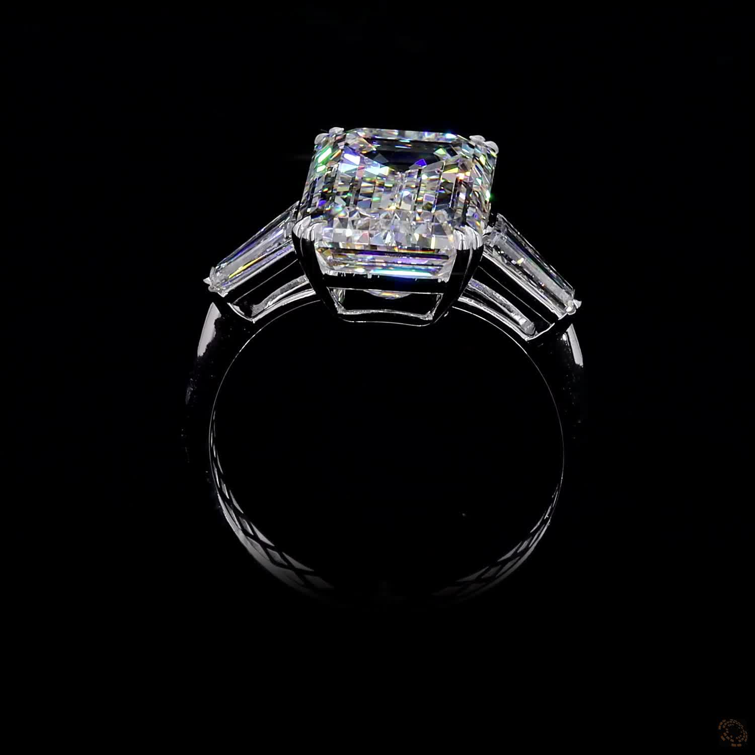 7.08 ct. White Emerald Lab Diamond Three-Stone Ring
