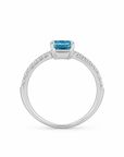2.01 ct. Blue Lab Diamond Solitaire(Pavé) Ring