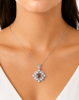 3.01 ct. Pink Square Cushion Lab Diamond Halo Pendant