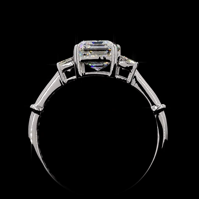 2.03 ct Emerald Cut Three-Stone Diamond Ring