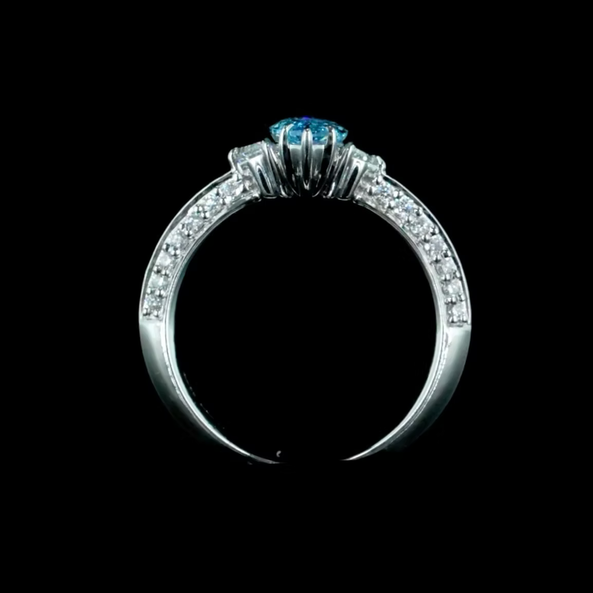 1.12 ct. Blue Diamond Side-Stone Ring