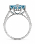 3.38 ct. Blue Lab Diamond 4-Piece Floral Ring