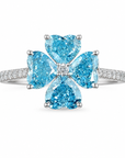 3.38 ct. Blue Lab Diamond 4-Piece Floral Ring