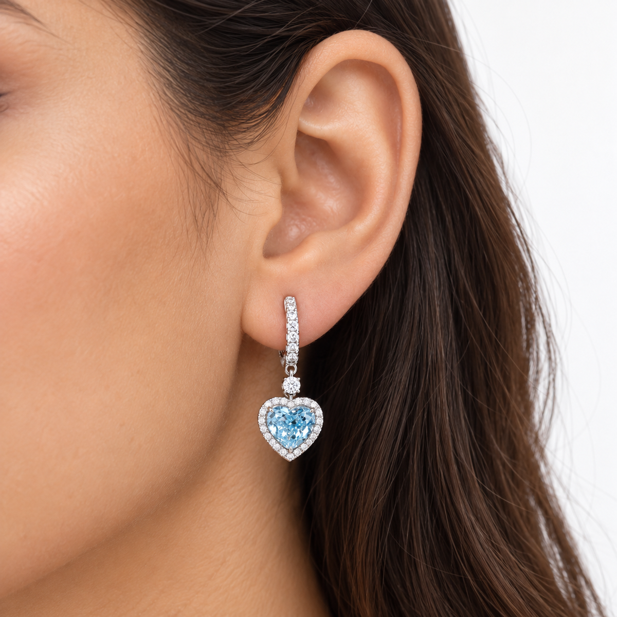 3.70 ct. Blue Lab-Grown Diamond Heart Earrings