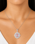 1.50 ct. Pink Cushion Lab Diamond Halo Pendant