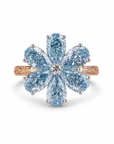 6.72 ct. Blue Lab Diamond 6-Piece Floral Ring