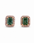 1.09 ct. Green Lab Diamond Halo Stud Earrings