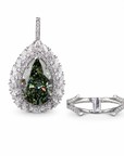 10.02 ct. Green Lab Diamond Halo Convertible Pendant Ring