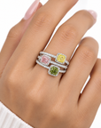 3.21 ct. Tri-Color Lab Diamond 3-Piece Ring